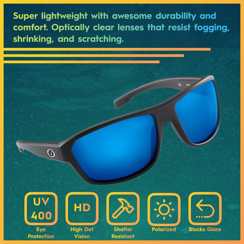 Flying Fisherman Kingfisher Floating Polarized Sunglasses for Men, Women, Lightweight Fishing & Boating Eyewear, 100% UV Protection