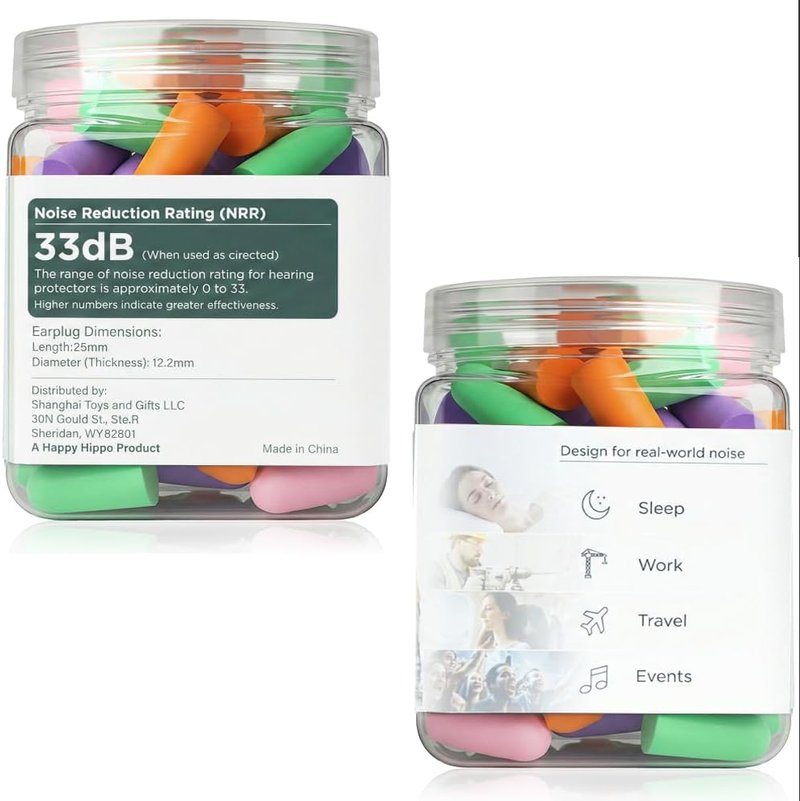 Soft Foam Earplugs - 33 dB NRR | Maximum Protection for Sleeping & Loud Environments - 50 Pairs (Neon)