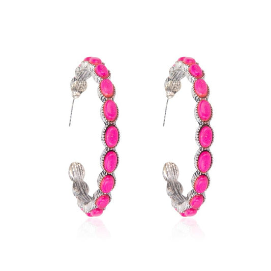 Rustic Couture's Western Navajo Beaded Hoop Earrings for Women Cowgirl Country Concho Lightweight Statement Jewelry RCE-1064SL