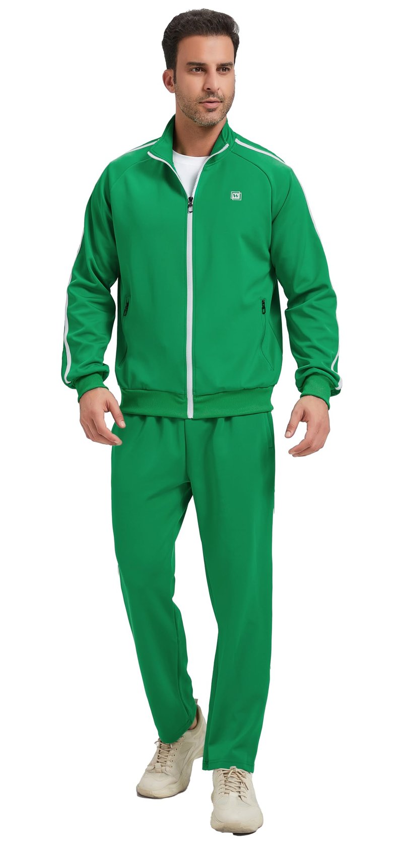 WSKFLY Men's Tracksuits Set Long Sleeve Causal Full Zip Running Sports Sweatsuits Track Suits for Men 2 Piece Outfits Jogging Suits Green WS-Green-XL