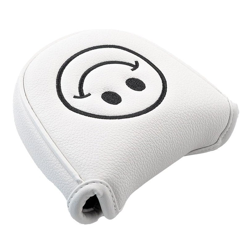 GOOACTION Golf Putter Headcover - Smiley Face Design Leather-Textured, Magnetic Closure, Water-Resistant Blade Protector, Navy Blue/White/Red/Yellow/Black (White, MU-V)