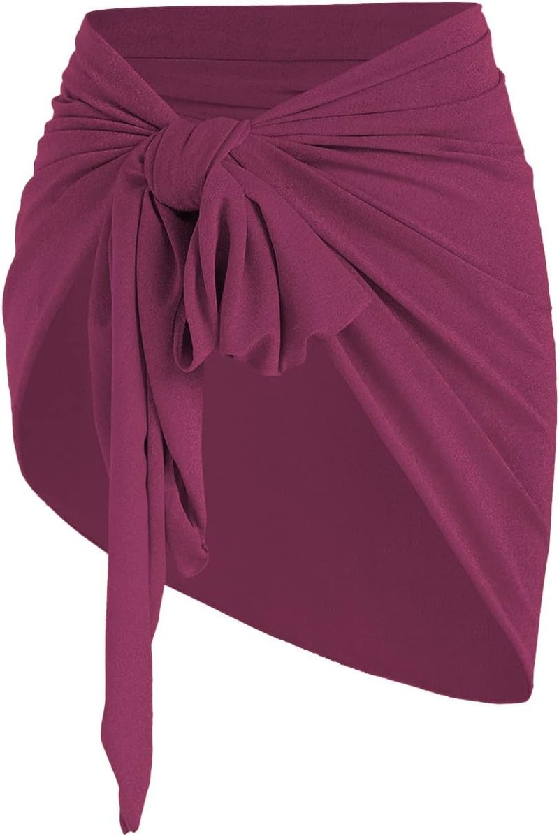 Metallic Shiny Short Sarong Cover-Up for Women - Semi Sheer Bathing Suit Wrap | Beach Bikini Skirt