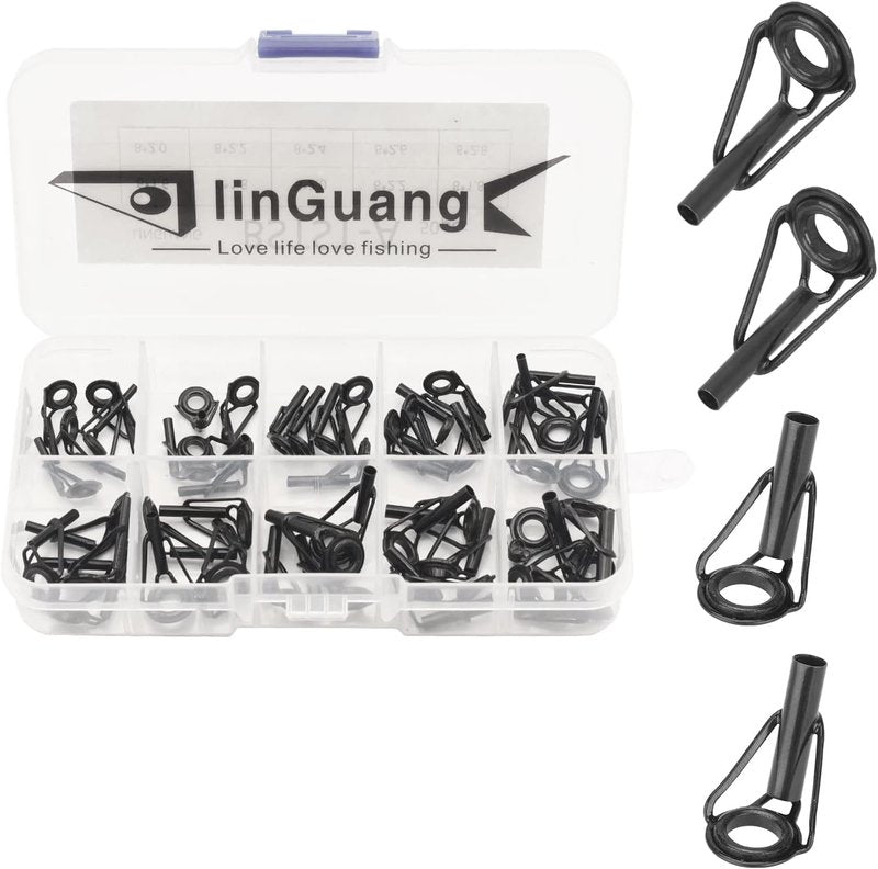 Fishing Rod Replacement Tips Repair Kit - Stainless Steel & Ceramic Ring Tips for Spinning & Baitcasting Rods
