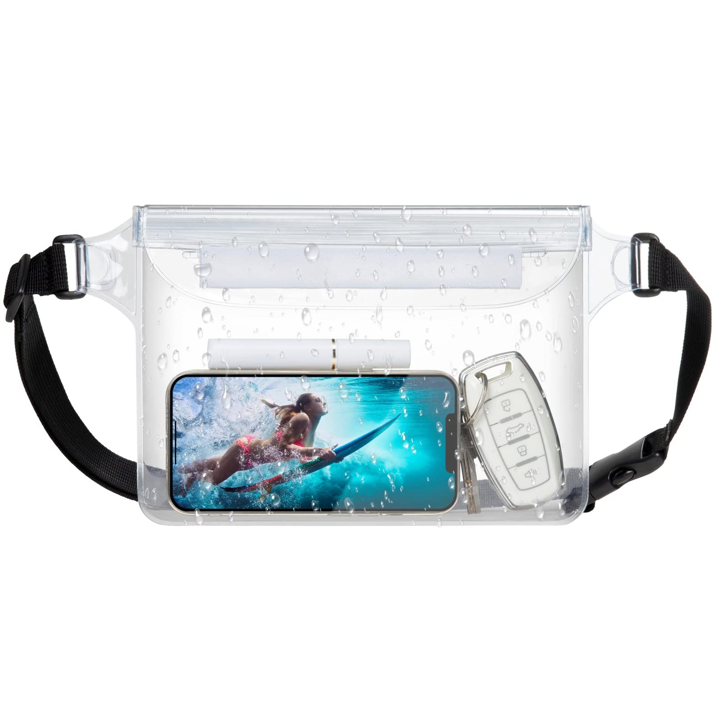 F-color Waterproof Fanny Pack - Cruise Essentials 2026 - Waterproof Pouch with Adjustable Waist Strap, Triple Zipper Roll-Top Dry Bag for Phone, Keep Passport Valuables Dry for Beach Kayaking Boating