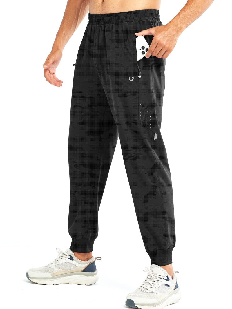 NORTHYARD Men's Athletic Running Pants Lightweight Workout Joggers Quick Dry Gym Sweatpants Active Sports Track Training CAMOBLACK M