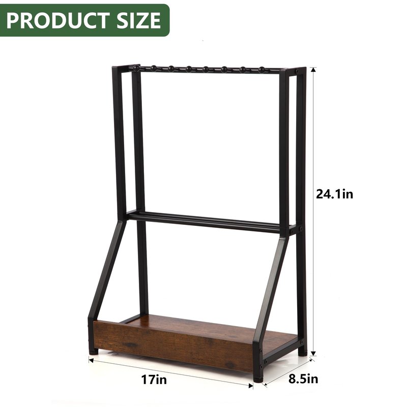 Xnwouco Golf Club Holder for 9 Clubs & 9 Balls, Solid Wood & Iron Golf Organizer, Golf Putter Holder Floor Stand, Golf Club Stand Suitable for Golf Simulators｜Golf Course Accessories