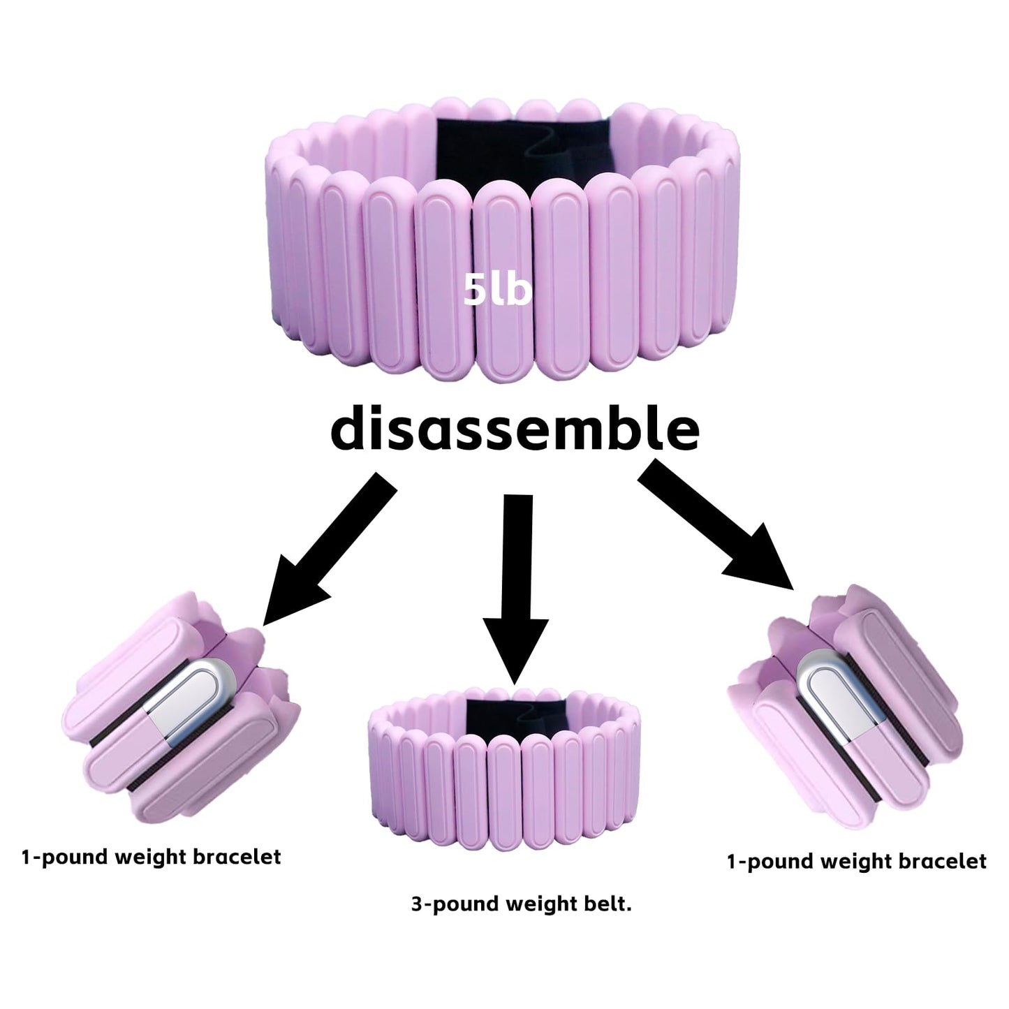 BBK Up to 5 LBS Adjustable Weighted Belt For Women and Men, Weighted Walking Exercise Belt for Gym, Strength Training, Wrist & Ankle (Pink)