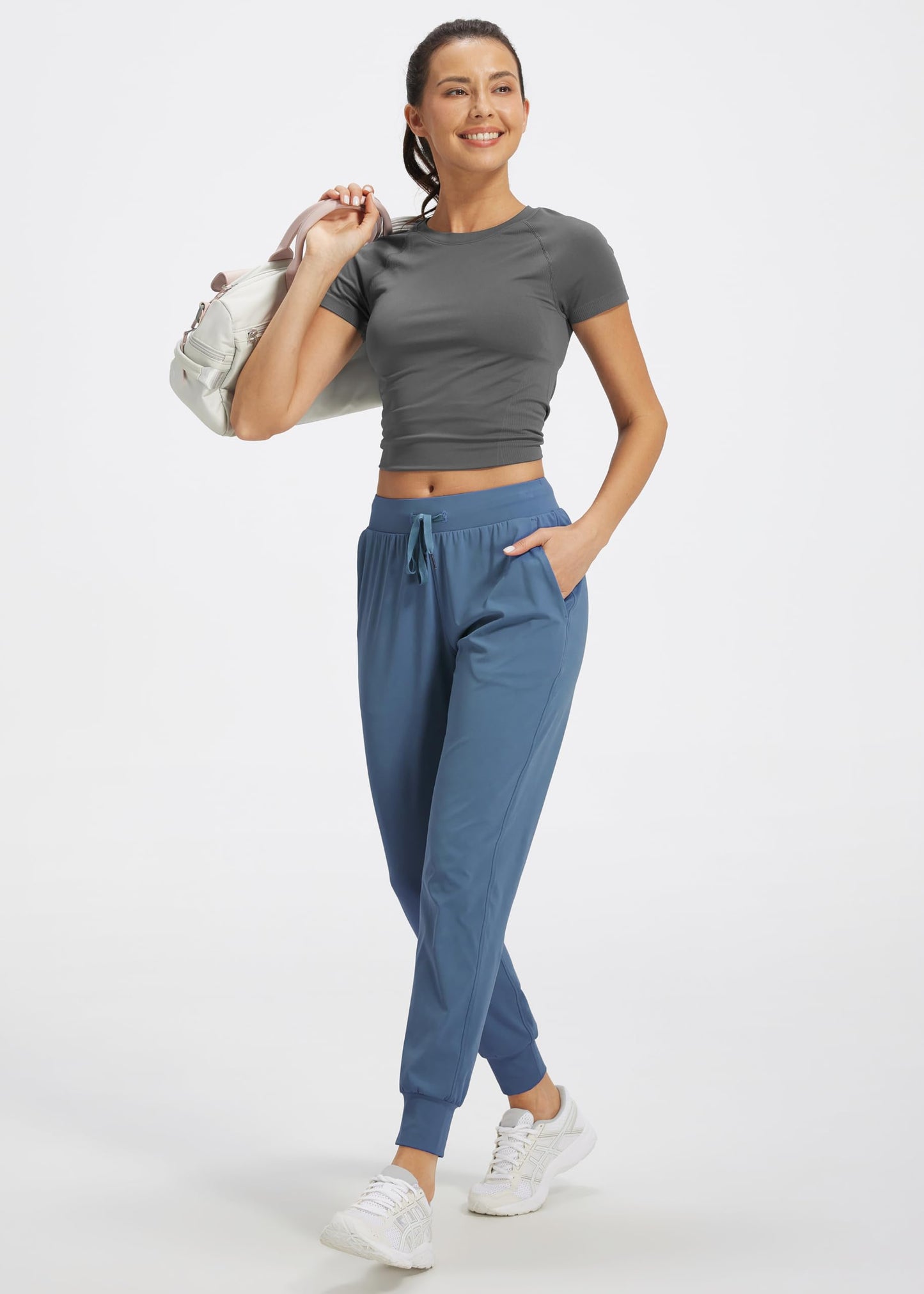 Libin Women's Joggers Pants Athletic Dance Sweatpants with Pockets Running Tapered Casual Pants for Workout,Lounge, Slate Blue XS