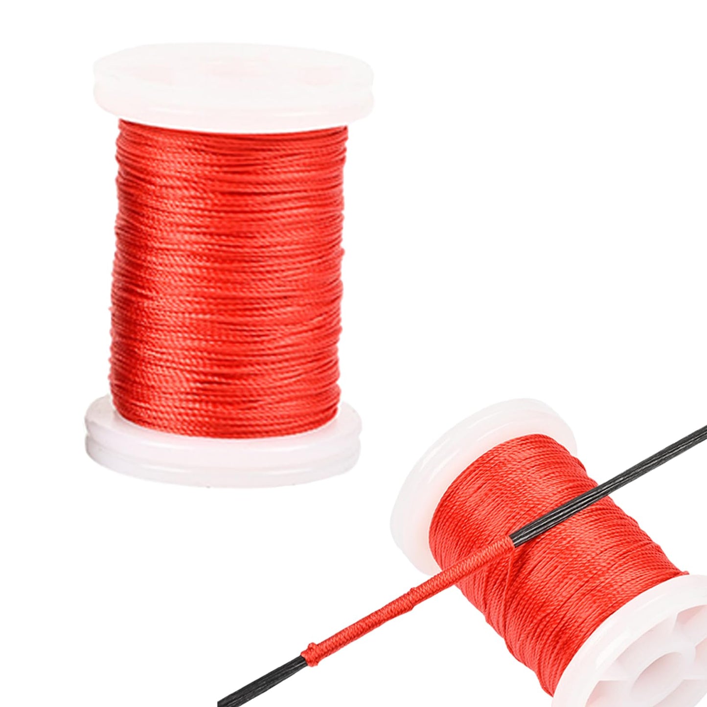 KURUGEILI 120 yard/110 m Archery Bow String Serving Thread 3 Strands Durable Nylon Bowstring Serving Thread for Compound Recurve Bow Tying Peep Sight Nock Point Protection Red