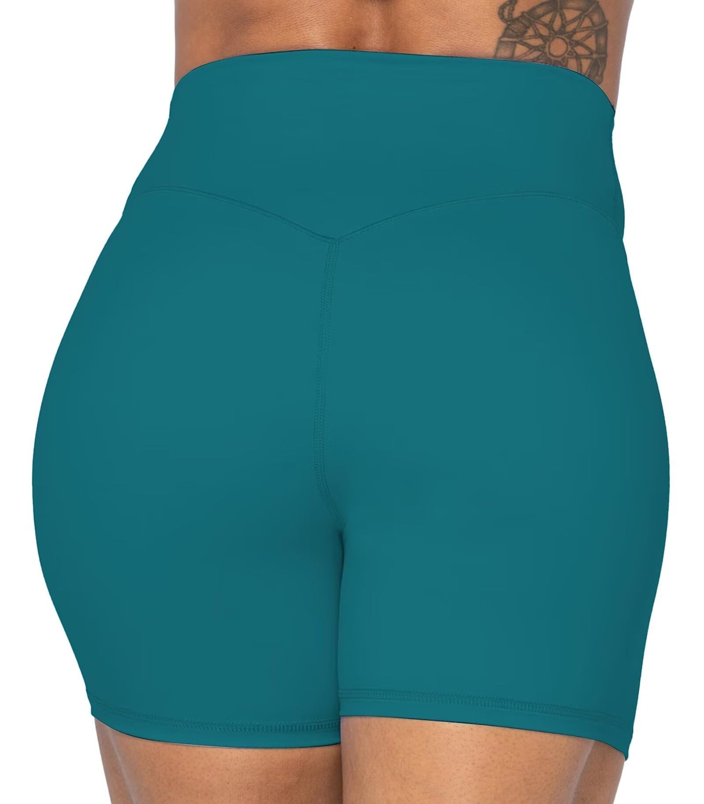Sunzel Women's Biker Shorts in High Waist Tummy Control with No Front Seam 5" Deep Lagoon X-Small