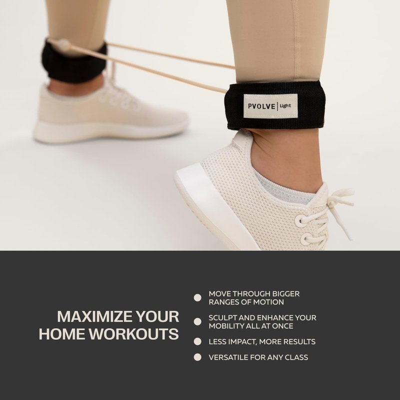 Pvolve Light Ankle Workout Bands - Home Gym Fitness Equipment to Exercise The Lower Body and Sculpt & Tone Legs, Glutes, and Core, Bone