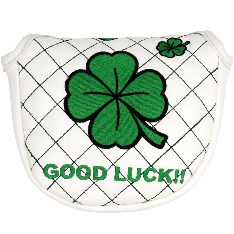 PINMEI Golf Head Covers Mallet Putter Cover Mallet Headcover Magnetic Embroidered Four-Leaf Clover Fit for Titleist Callaway Ping Taylormade Cobra Ect.