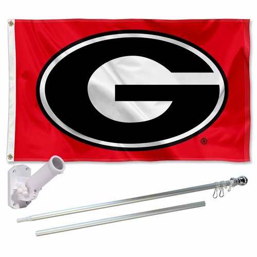 College Flags & Banners Co. University of Georgia Polyester Flag and Pole Bracket Mount Bundle