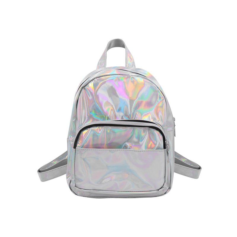 MOSSTYUS Small Holographic Rainbow Shoulder Bag Metallic Satchel Shiny Travel Daypack for Women Men Lady