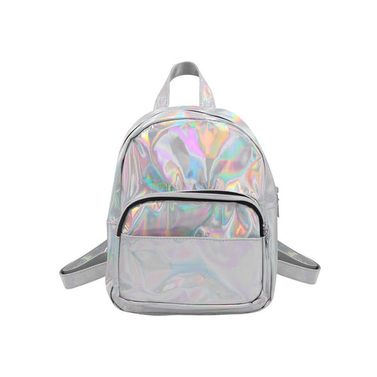 MOSSTYUS Small Holographic Rainbow Shoulder Bag Metallic Satchel Shiny Travel Daypack for Women Men Lady