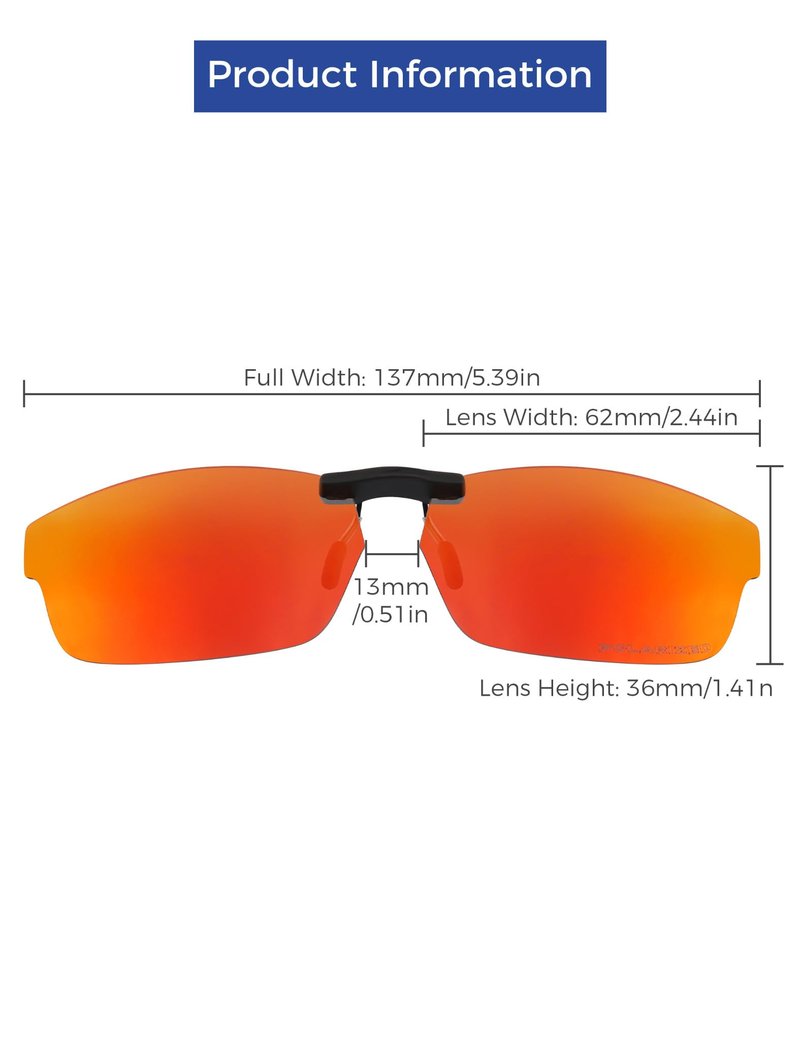 HILEEN Polarized Clip-on Sunglasses for Oakley Crosslink OX8027 53-17 for Men Women UV Protection-Fire Red