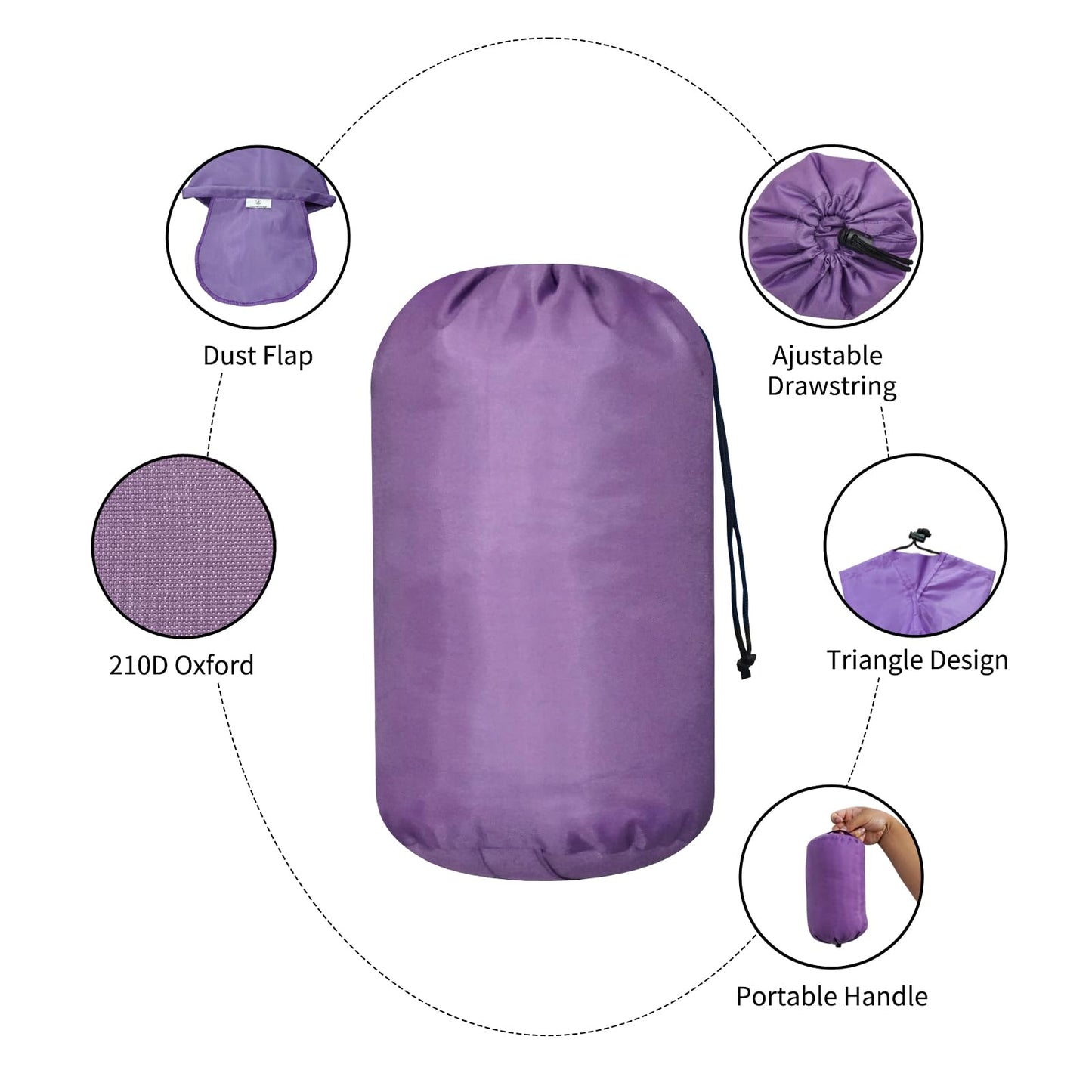 MOUNTAINLODGE Small Drawstring Bags Stuff Sack Set 5-Pack,Colorful 3L/5L/9L/15L/20L Ultralight Ditty Bags with Dirty Flap for Camping,Hiking,Travelling or Laundry (Green&Purple&Blue&ROSEO&Dark Green)