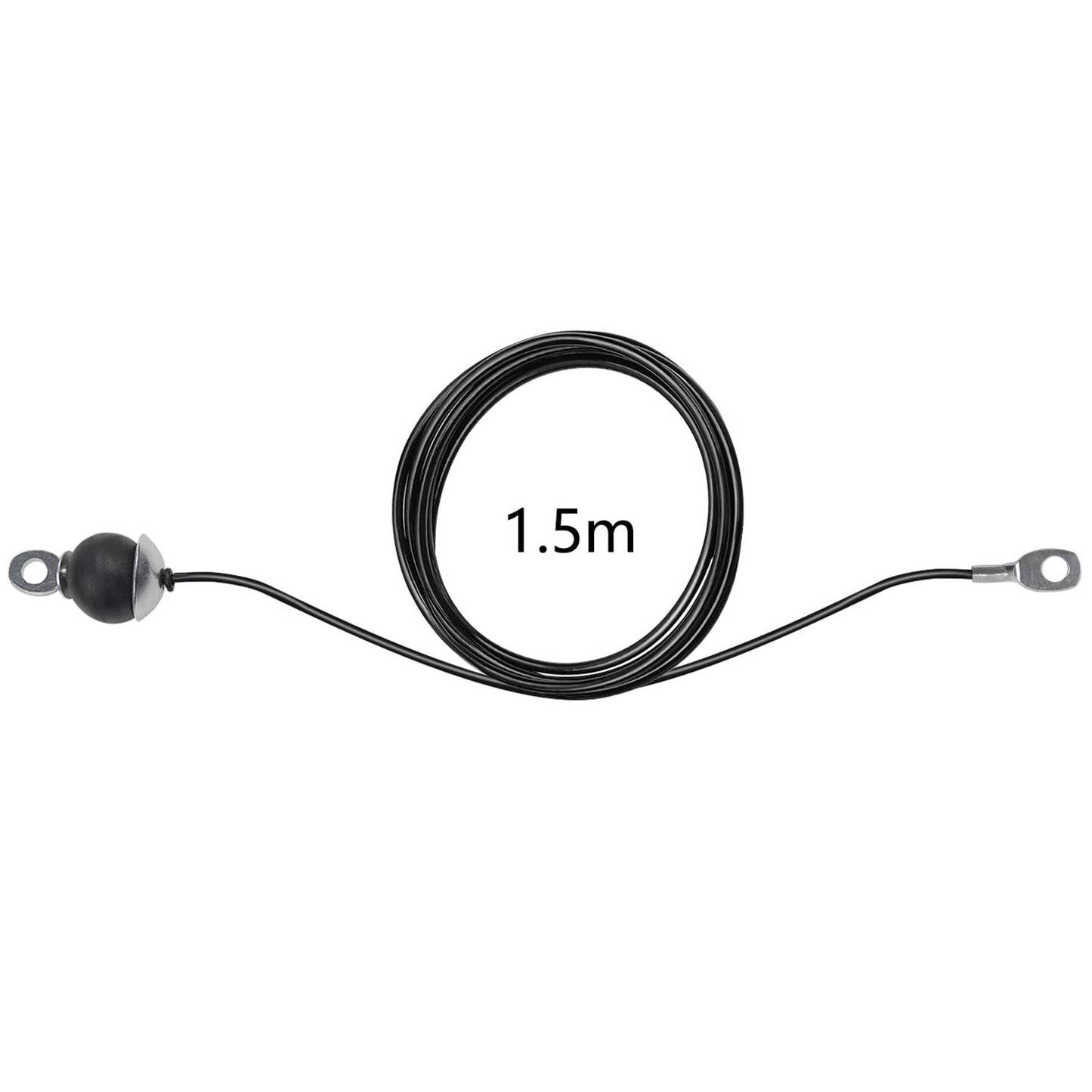 LFJ Replacement Gym Cable Fitness Pulley Cable Steel Wire Rope for Cable Machine Home Gym Weight Lift Pulley System (Black with Stopper Ball, 59)