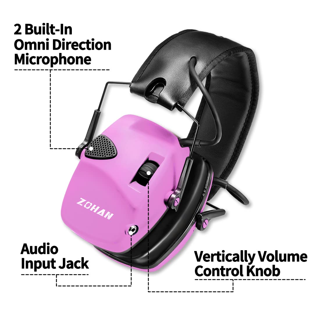 ZOHAN EM054 Electronic Shooting Ear Protection with 4X Sound Amplification, Slim Active Noise Reduction Earmuffs for Gun Range