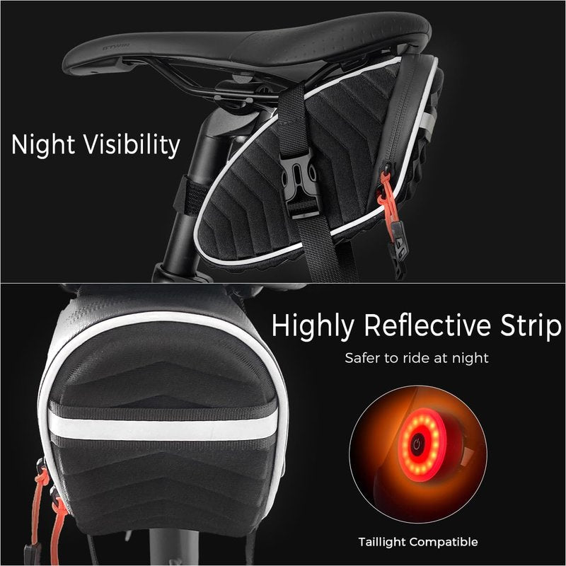 Danuosie Bike Saddle Bag, 1L Semi-rigid 3D Shell Bicycle Seat Bag Under Seat with Quick-Release Buckles, Water-Resistant Bike Tool Bag for Mountain Road Bikes Cycling, Black