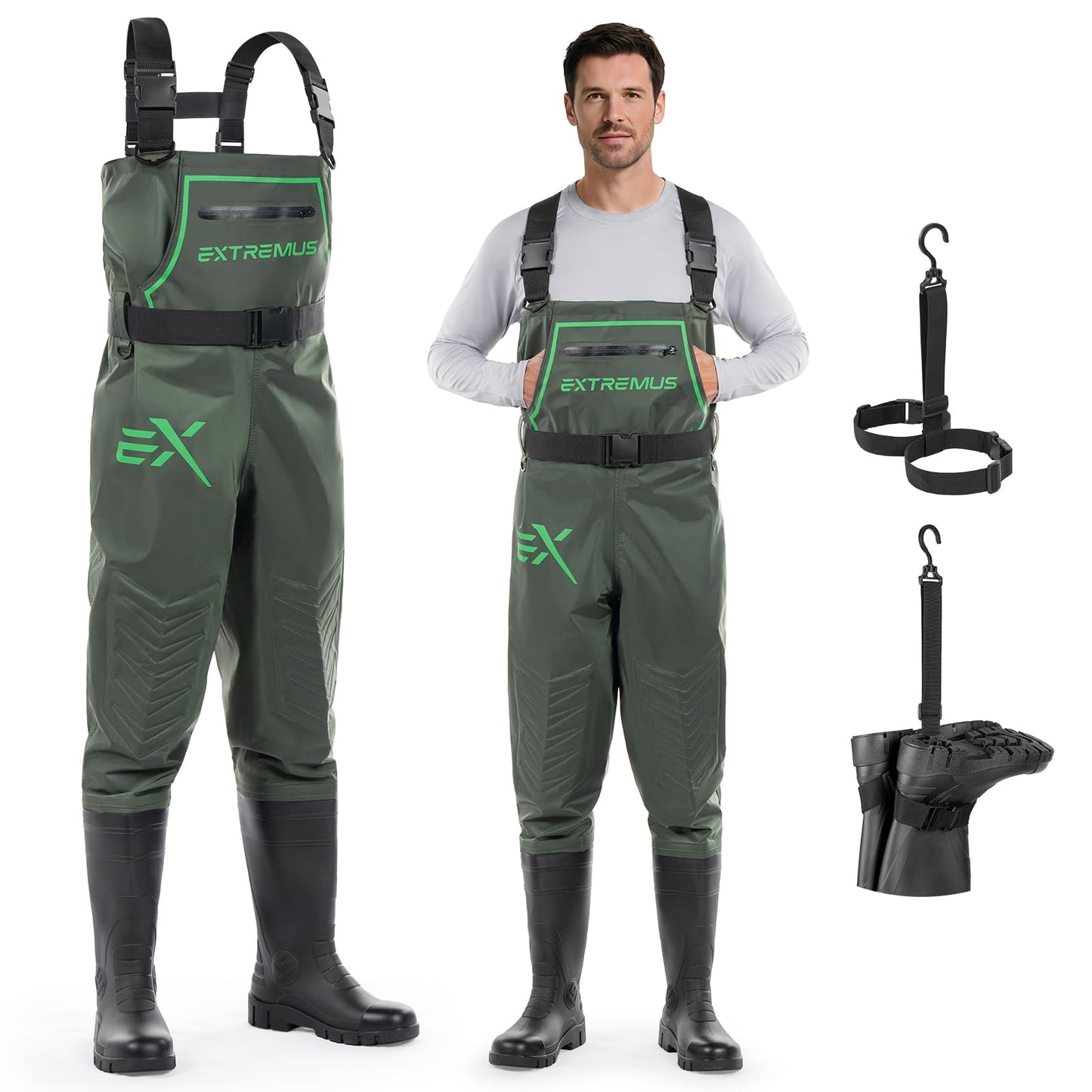 Extremus by KastKing MarshPro Fishing Waders for Men, Military Green, M5