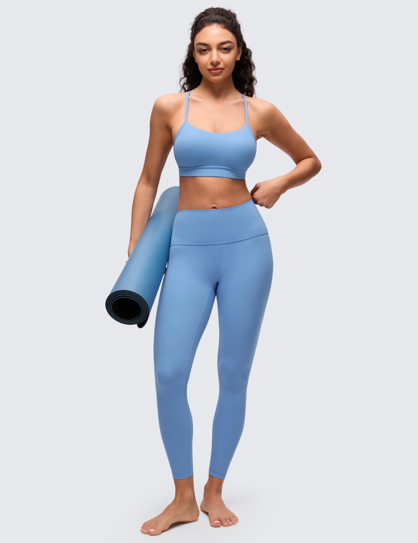 CRZ YOGA Butterluxe Y Back Sports Bras for Women - Padded Racerback Low Impact Spaghetti Thin Strap Workout Yoga Top Party Blue X-Small