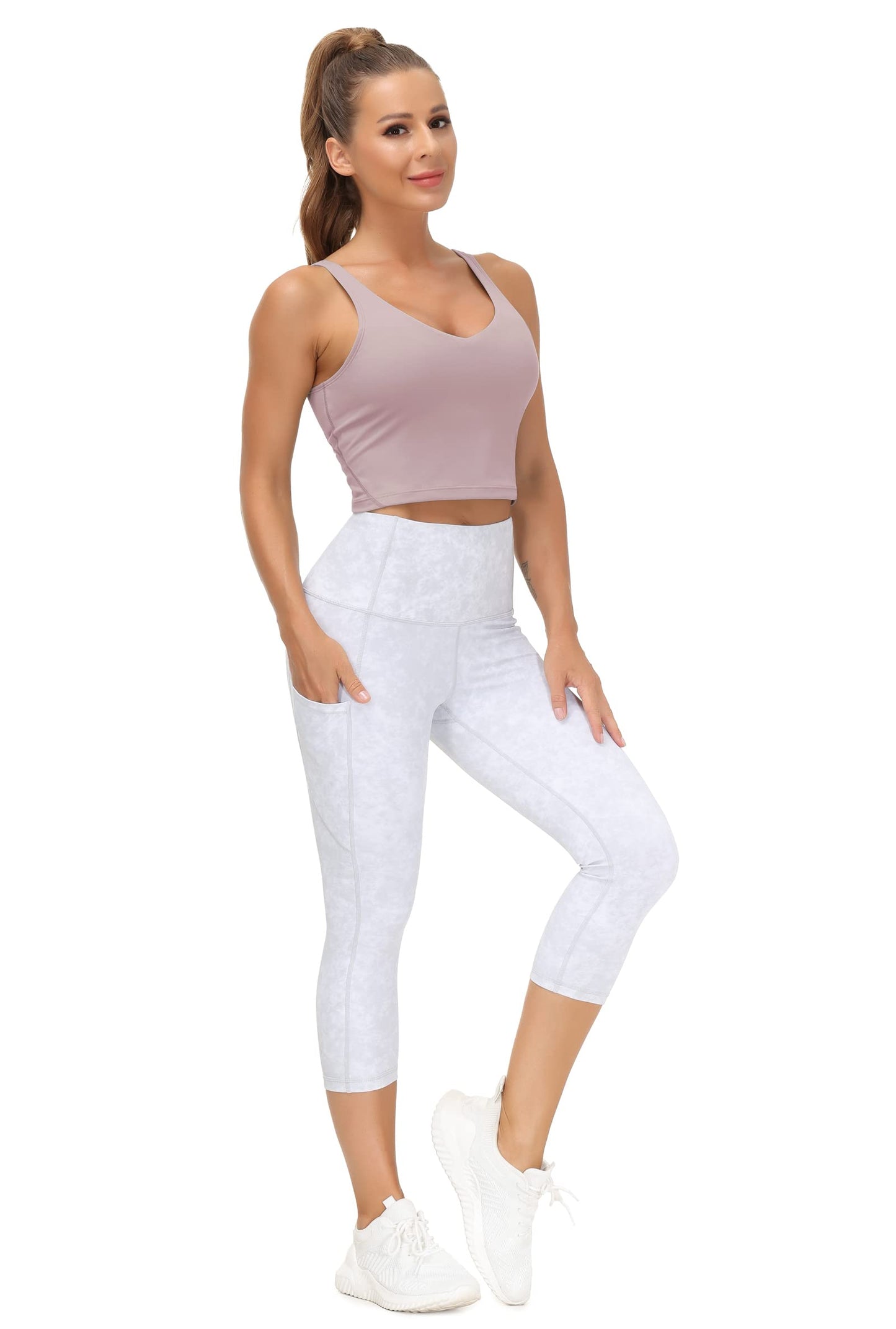 Women’s Longline Sports Bra Wirefree Padded Medium Support Yoga Bras Gym Running Workout Tank Tops(Light Purple, Medium)