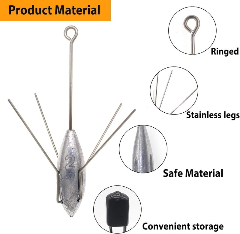 Sputnik Sinker Fishing Weights - 5 Pcs Lead Casting Sinkers for Catfish | Saltwater Beach Use