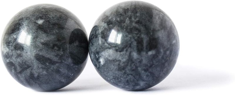 Baoding Balls - Dark Grey Stress Relief Exercise Balls | Natural Marble, 1.4" Diameter