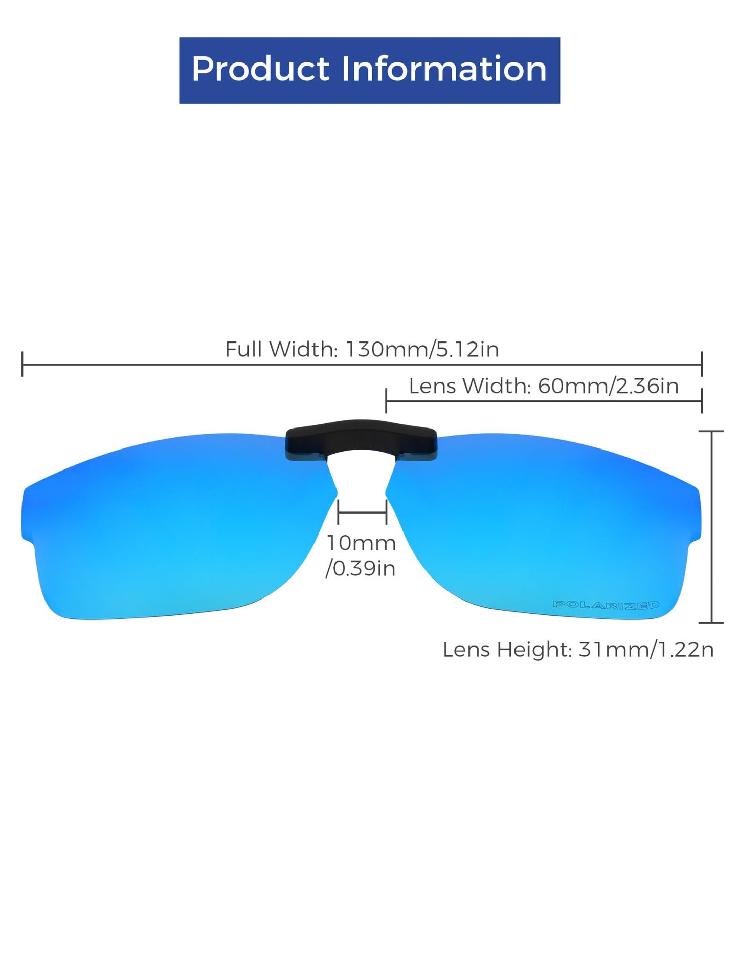 HILEEN Polarized Clip-on Sunglasses for Oakley Crosslink OX3128 53-18 for Men Women UV Protection-Ice Blue