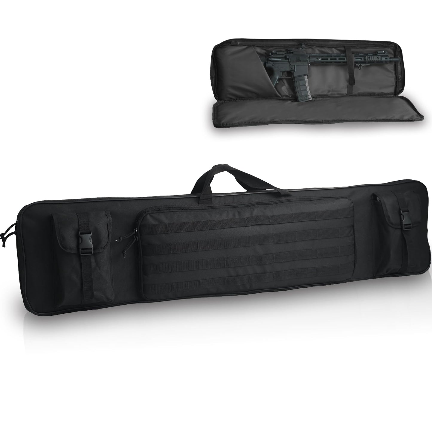 KOKKOYA Soft Gun Case for Rifles and Shotguns Long Scoped Rifle Range Bag Backpack with Tactical Pockets Durable Oxford Fabric Adjustable Sling Dual (black, 34 inch x 12 inch)