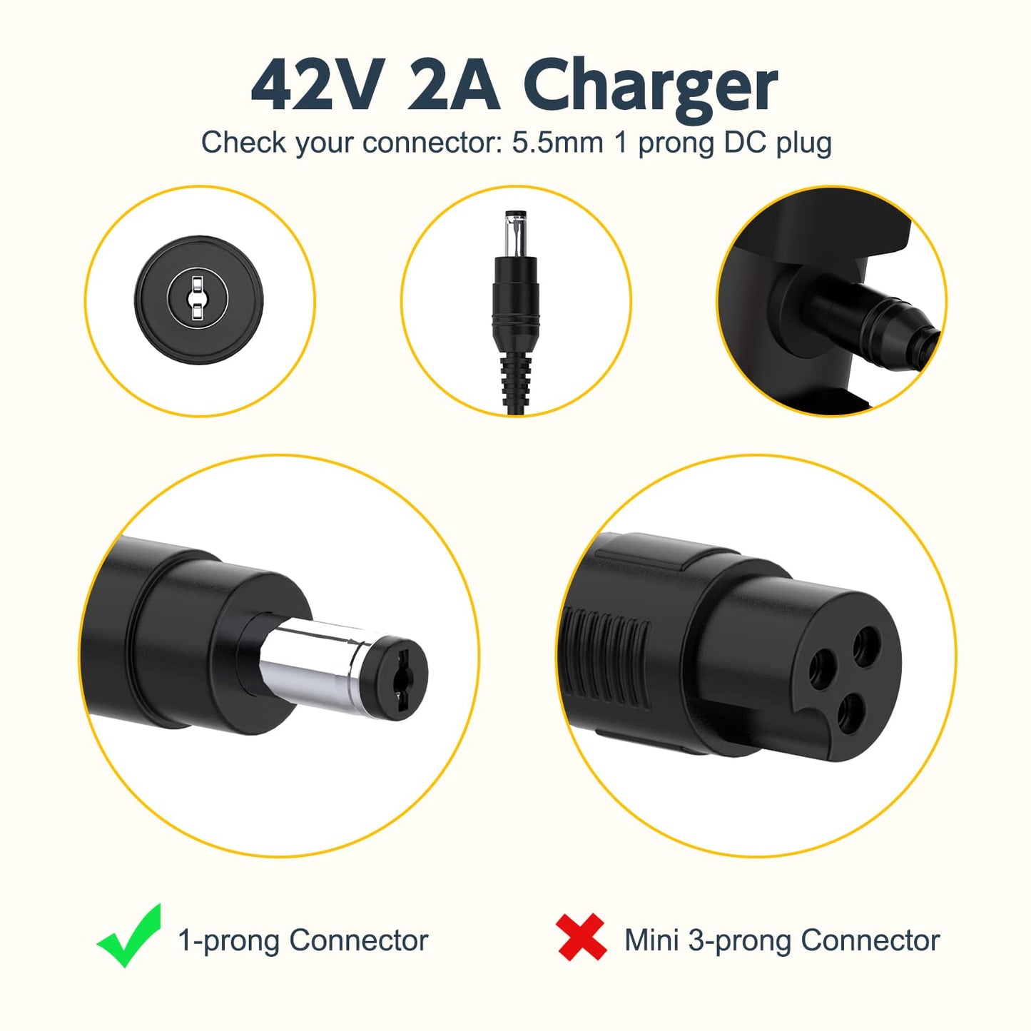 42V 2A Charger for ANCHEER 20" 250W Bike; 26" 250W/350W Bike; 27.5" 250W/350W Bike(NOT for 1000W)