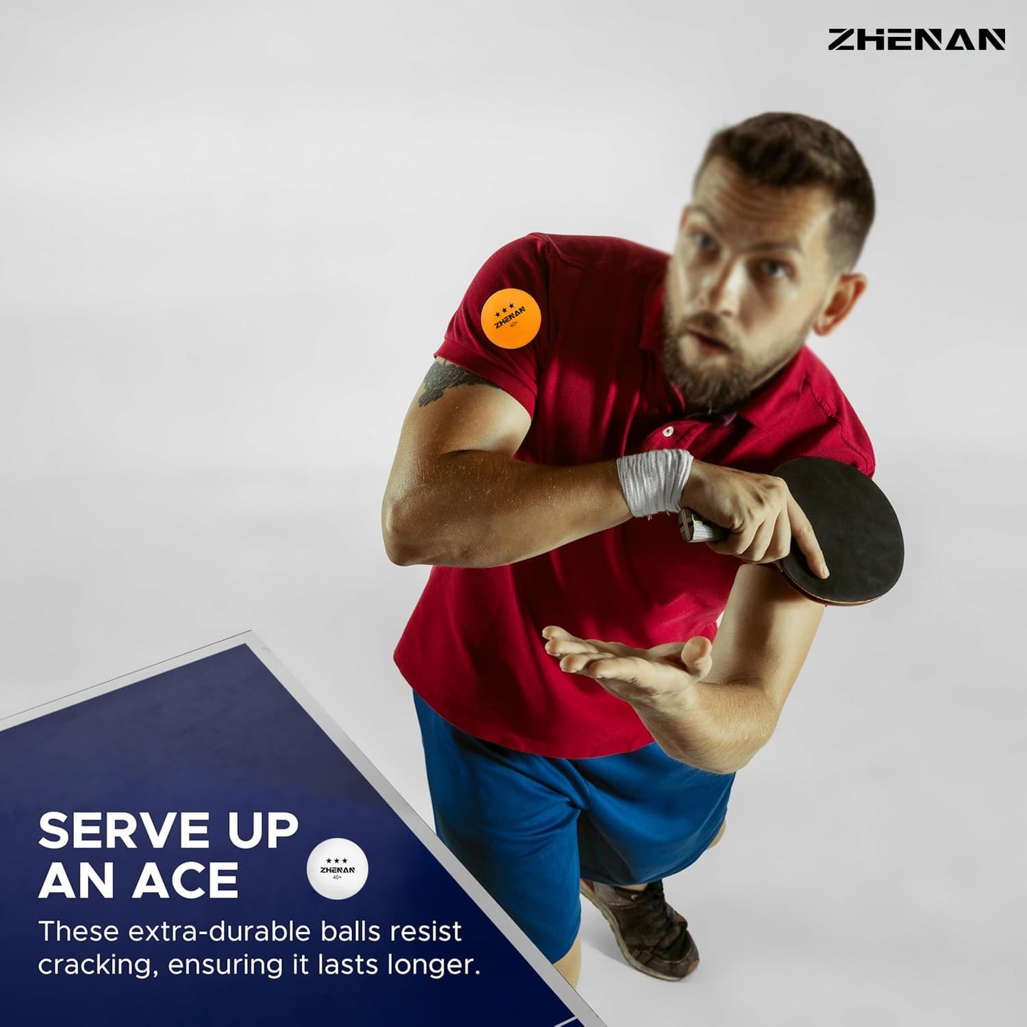 ZHENAN 20-Pack 3-Star 40+ New Material Ping Pong Balls,More Durable,Advanced Training Table Tennis Balls(White Practice Ping Pong Ball)，Competition and Recreational Play, Abs Ping Pong Ball