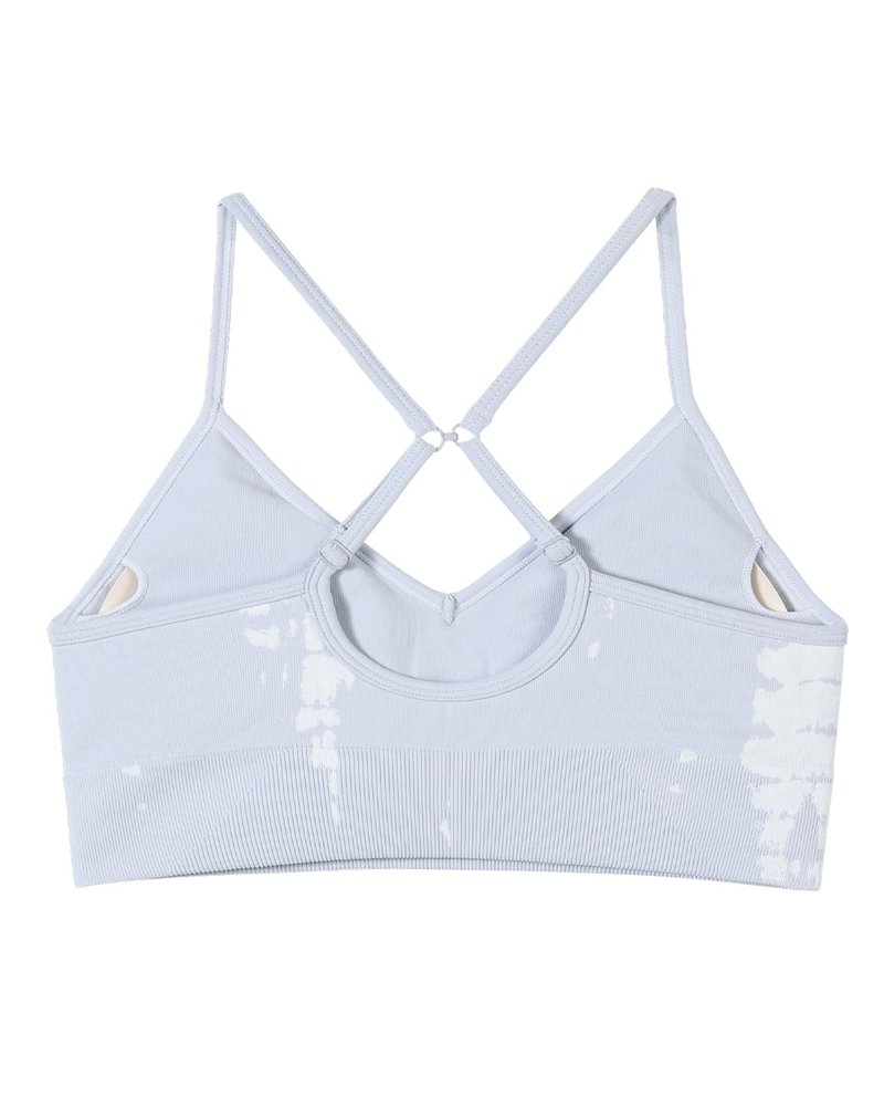 AUROLA Serpent Seamless Sports Bras for Women,Backless Padded Strappy Workout Gym Yoga Crop Tops,Gray Dawn,S