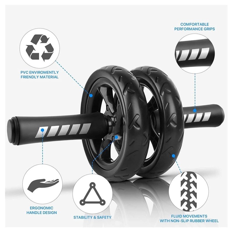 Ab Roller Wheel, Abdominal Wheel for Abdominal Exercise Machine, Arespark Home Gym Equipment for Core Workout, No Noise Ab Roller Exercise Equipment with Knee Mat and Foam Handle (5-black)
