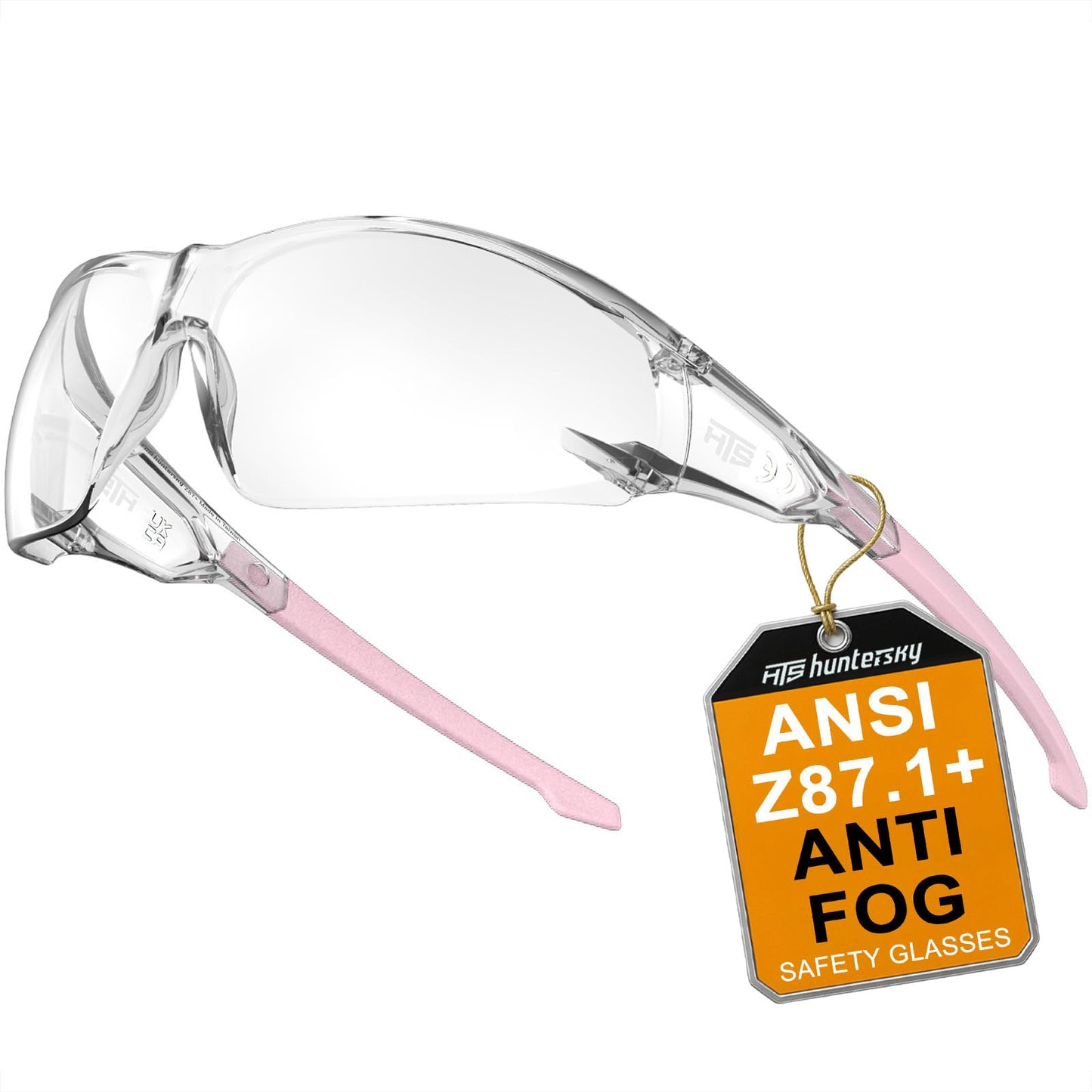 HTS HUNTERSKY S239 Protective Clear pink Small Safety Glasses women youth protecting eyes from wind dust proof night bike riding cycling running lab chemistry goggles
