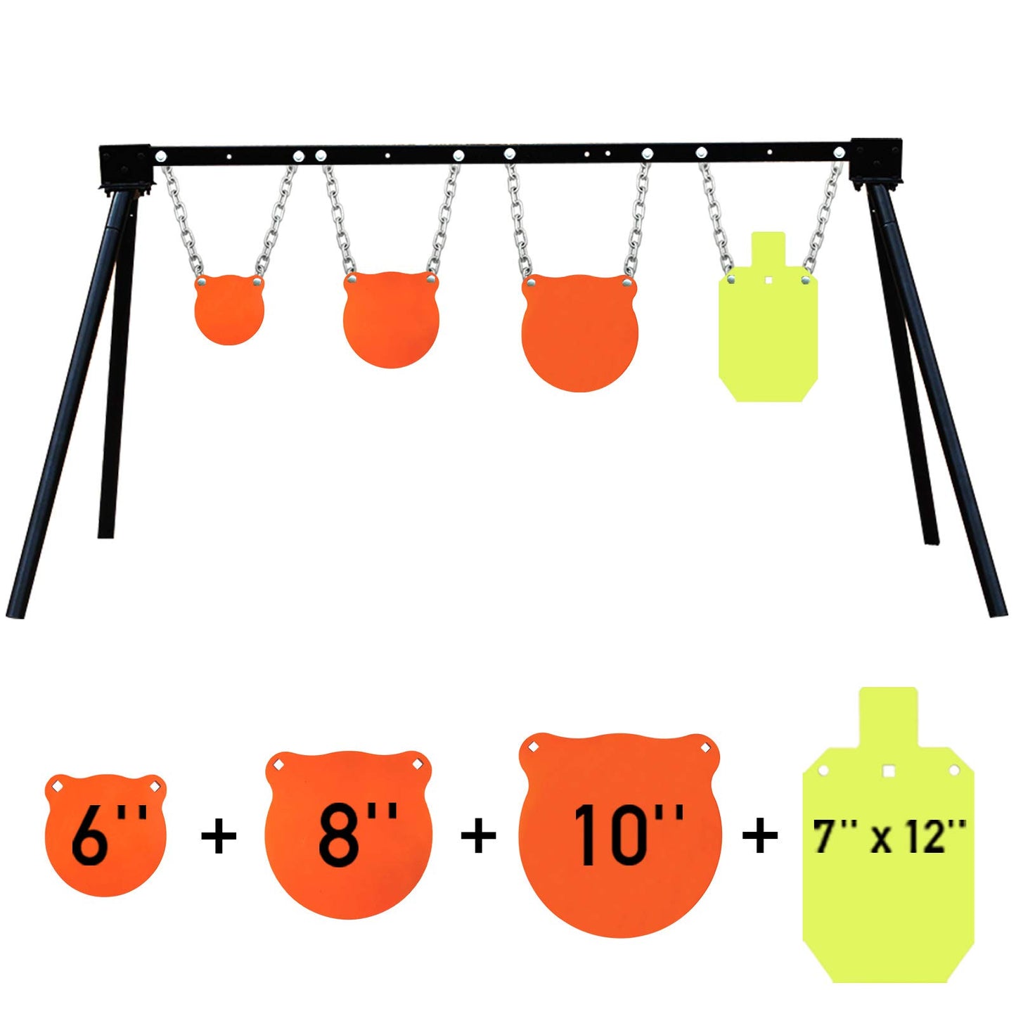 Highwild Steel Target Stand AR500 Shooting Target System (Stand, Mounting Kits & 6",8",10" Gongs + 7"x 12" Torso)