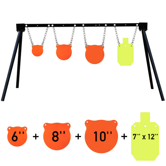 Highwild Steel Target Stand AR500 Shooting Target System (Stand, Mounting Kits & 6",8",10" Gongs + 7"x 12" Torso)