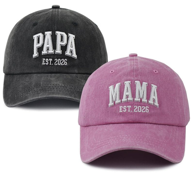 Mama and Papa Hat for Women Men, 2026 New Mom and Dad Baseball Cap, Mothers Fathers Day Pregnancy Christmas Birthday Gifts for Mr Mrs Couples Parents