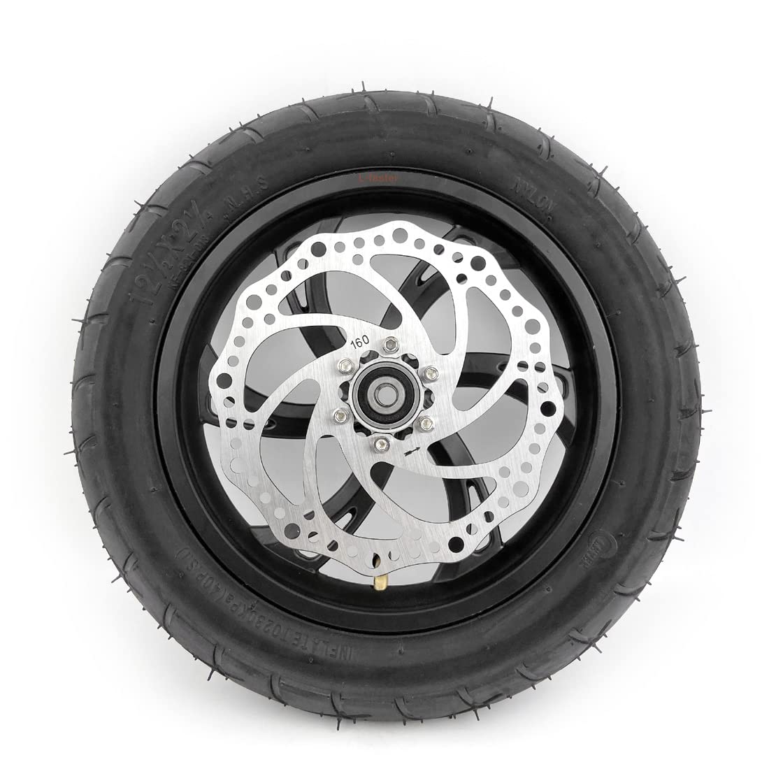 12inch Wheel With Pneumatic Tire Tube Compatible With 160mm Disc Brake 12 1/2 X 2 1/4 Black Wheel For Mini Bicycle Scooter（black with disc）
