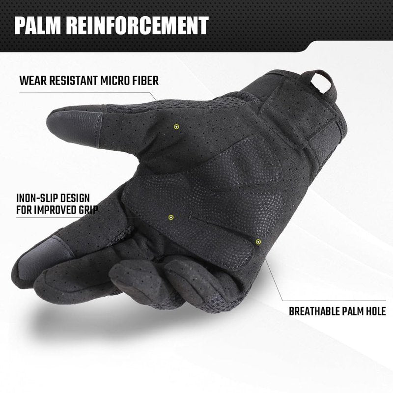 AXBXCX Touchscreen Full Finger Gloves for Men, Padded Outdoor Gloves Black Medium