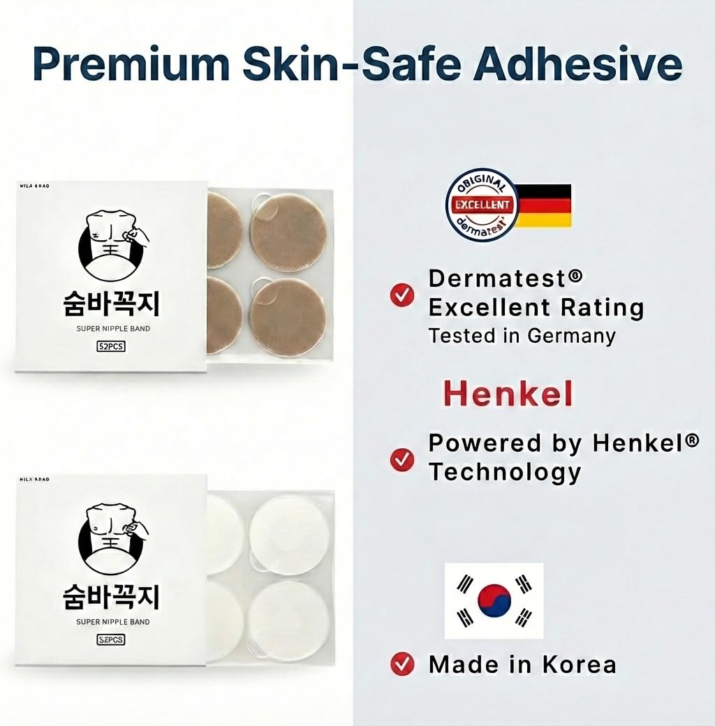 Beejong Nipple Covers for Men – Sweatproof, Chafe-Free Protection with Non-Adhesive Center, EWG-Certified Materials (Clear 104 pcs)