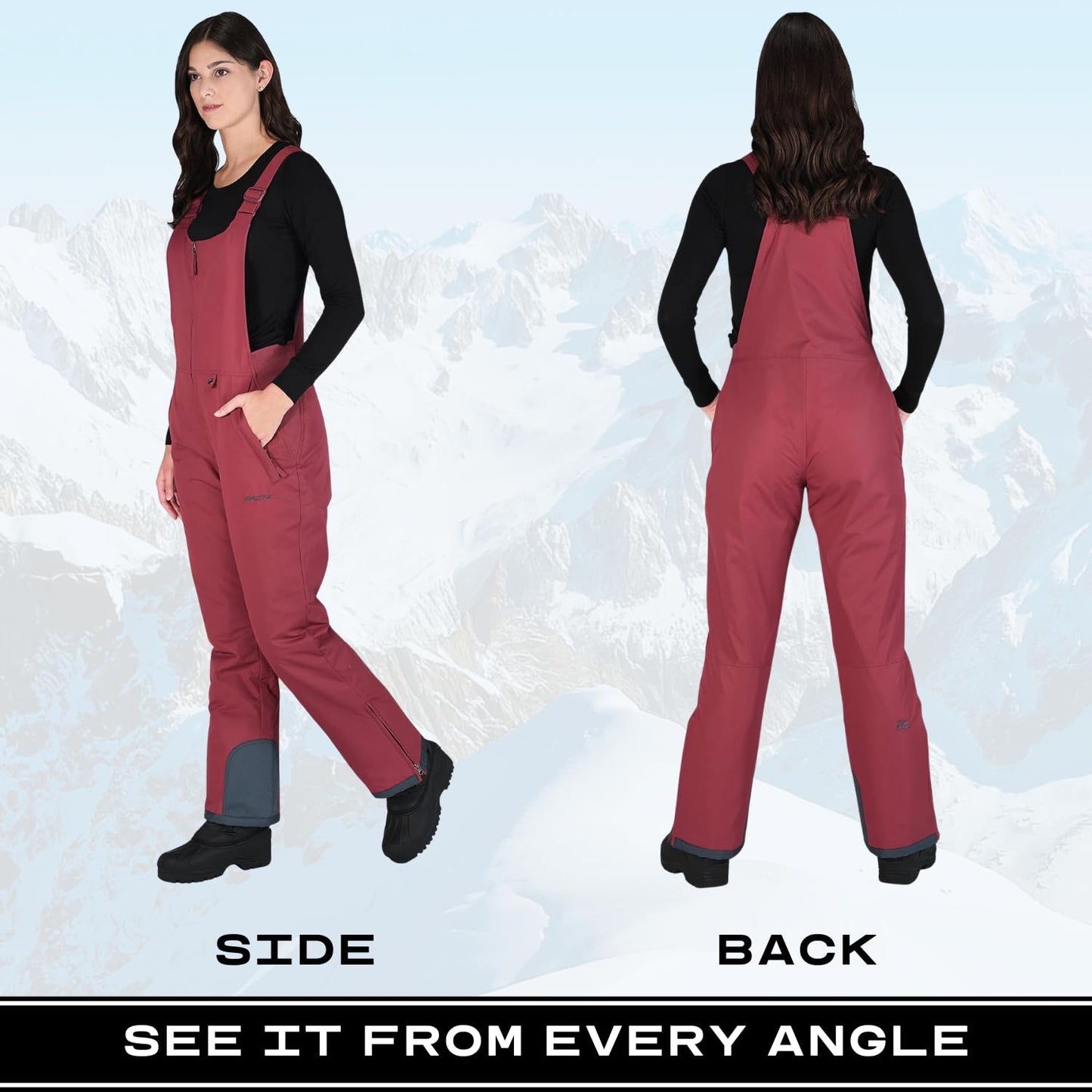Arctix Women's Essential Insulated Bib Overalls, Crimson, X-Large Short
