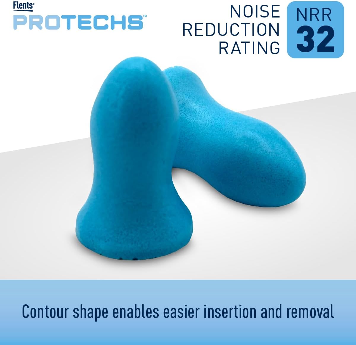 Protechs Foam Ear Plugs - Comfortable Hearing Protection for Work & Sleep | NRR 32, Blue, 10 Pairs