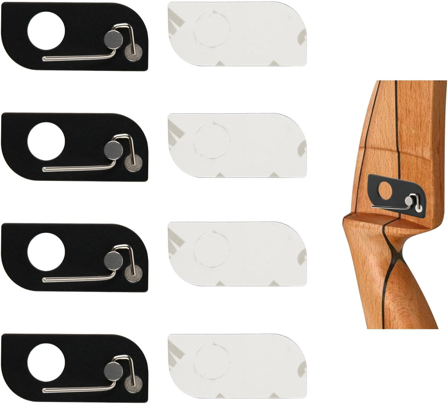 Archery Magnetic Metal Arrow Rest - 4 Pcs Adhesive Arrow Rests for Recurve Bow Targeting & Hunting