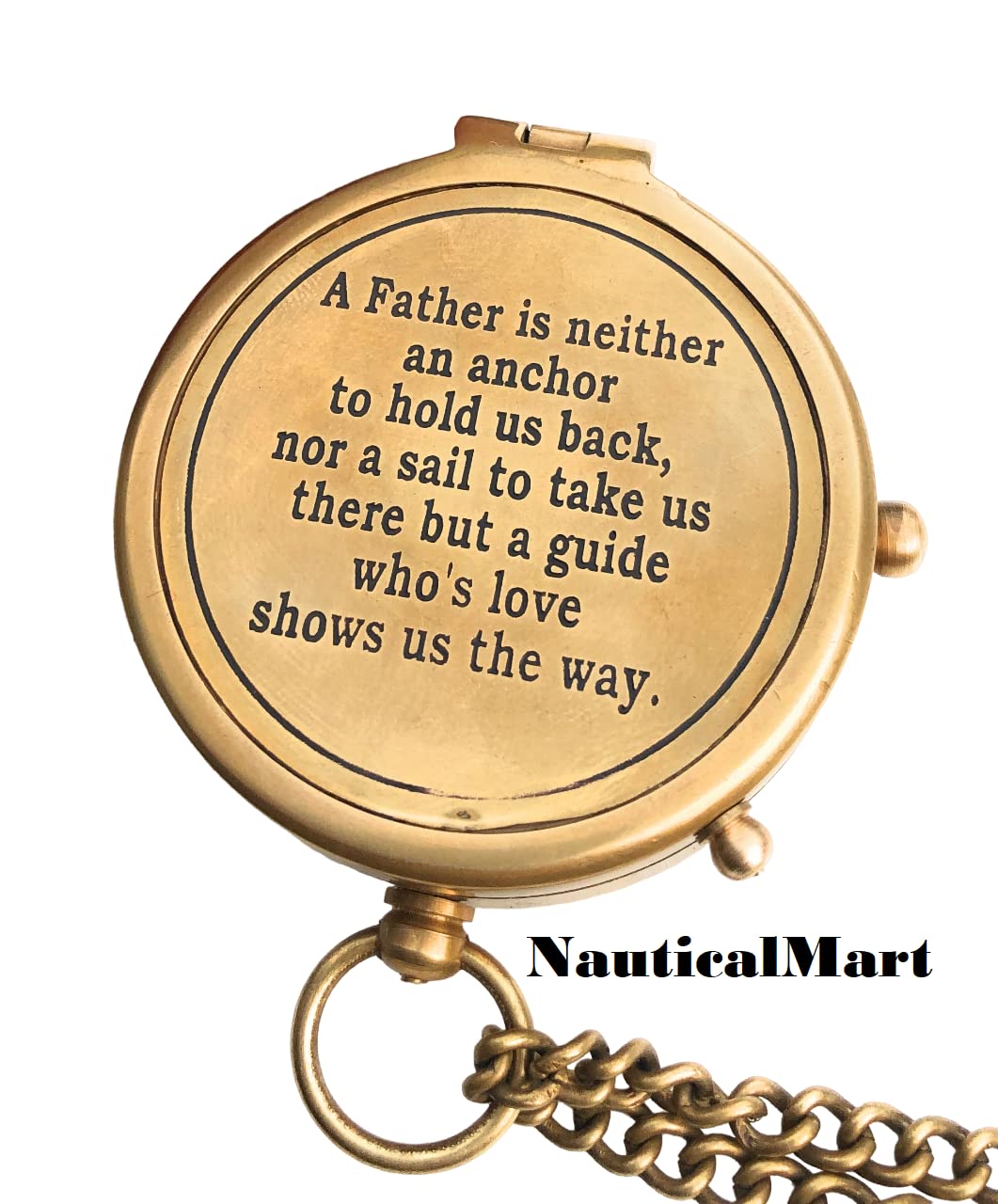 NauticalMart A Father is Neither an Anchor Engraved Compass Best Gift for Dad, Dad's Birthday Gifts, Father's Day Compass with Case