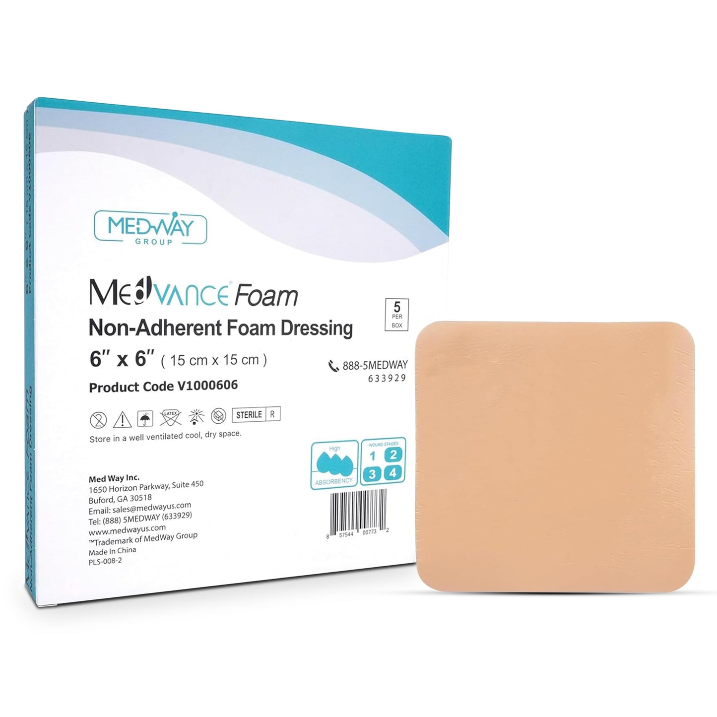 MedVance TM Foam – Waterproof Non-Adhesive Hydrophilic Foam Dressing 6"X6" Box of 5 dressings