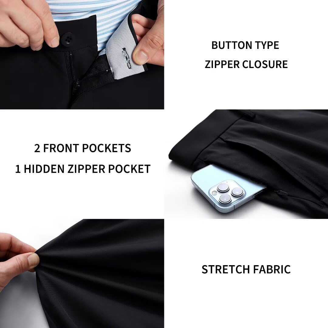 M MAELREG Dress Pants for Men Straight Fit Stretch Quick Dry Lightweight 5 Pockets Business Casual Golf Pants Men Black