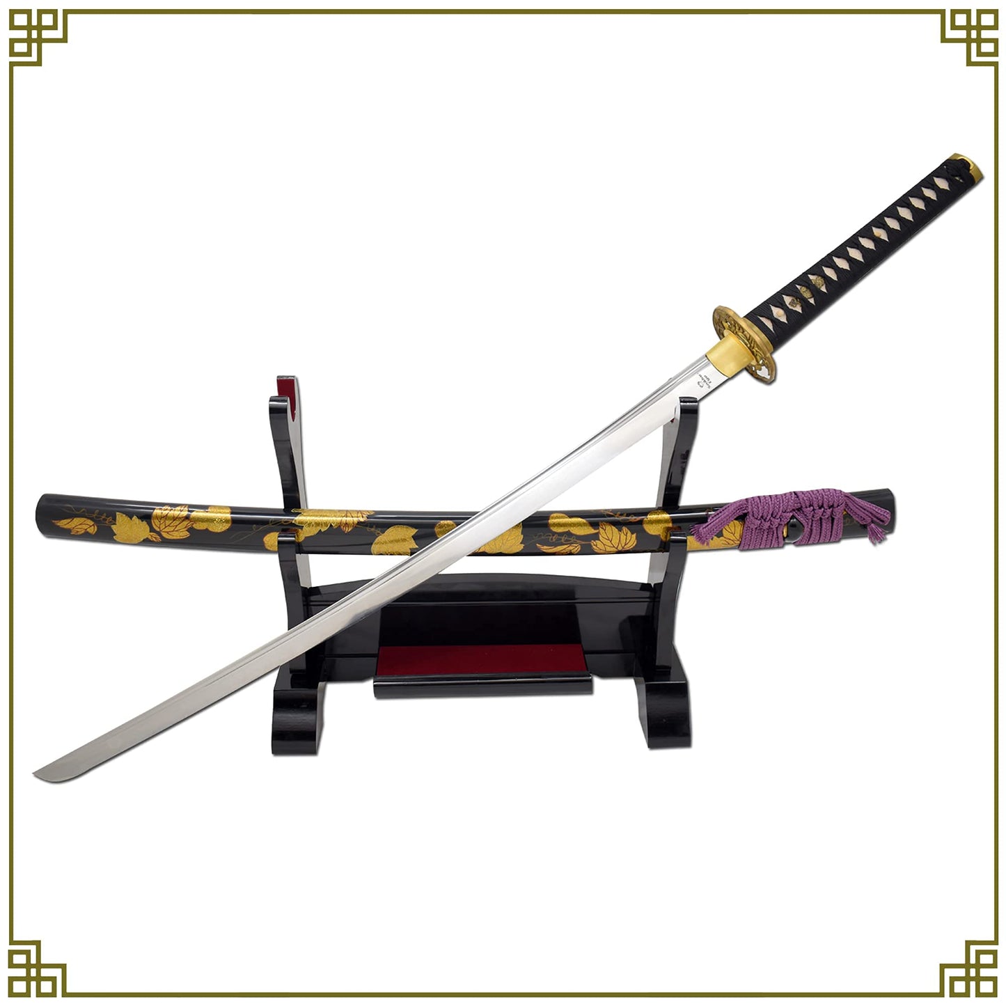 Snake Eye Tactical Classic Japanese Samurai Katana Swords with Heavy Duty Wooden Stand- (0929)