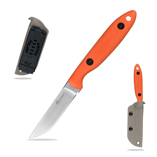 SDOKEDC Knives DC53 Steel Tactical Fixed Blade Knife with kydex sheath for Men EDC Outdoor Camping Survival Hunting (Orange handle)